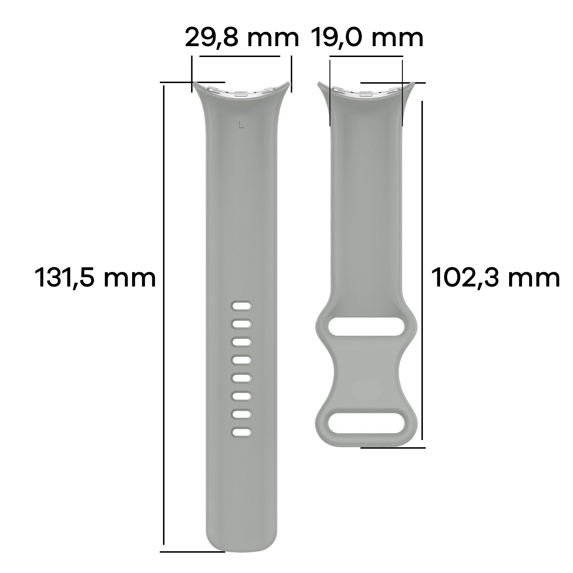 Armband für Google Pixel Watch 3 (45mm), Bizon Strap Watch Silicone S, Grau