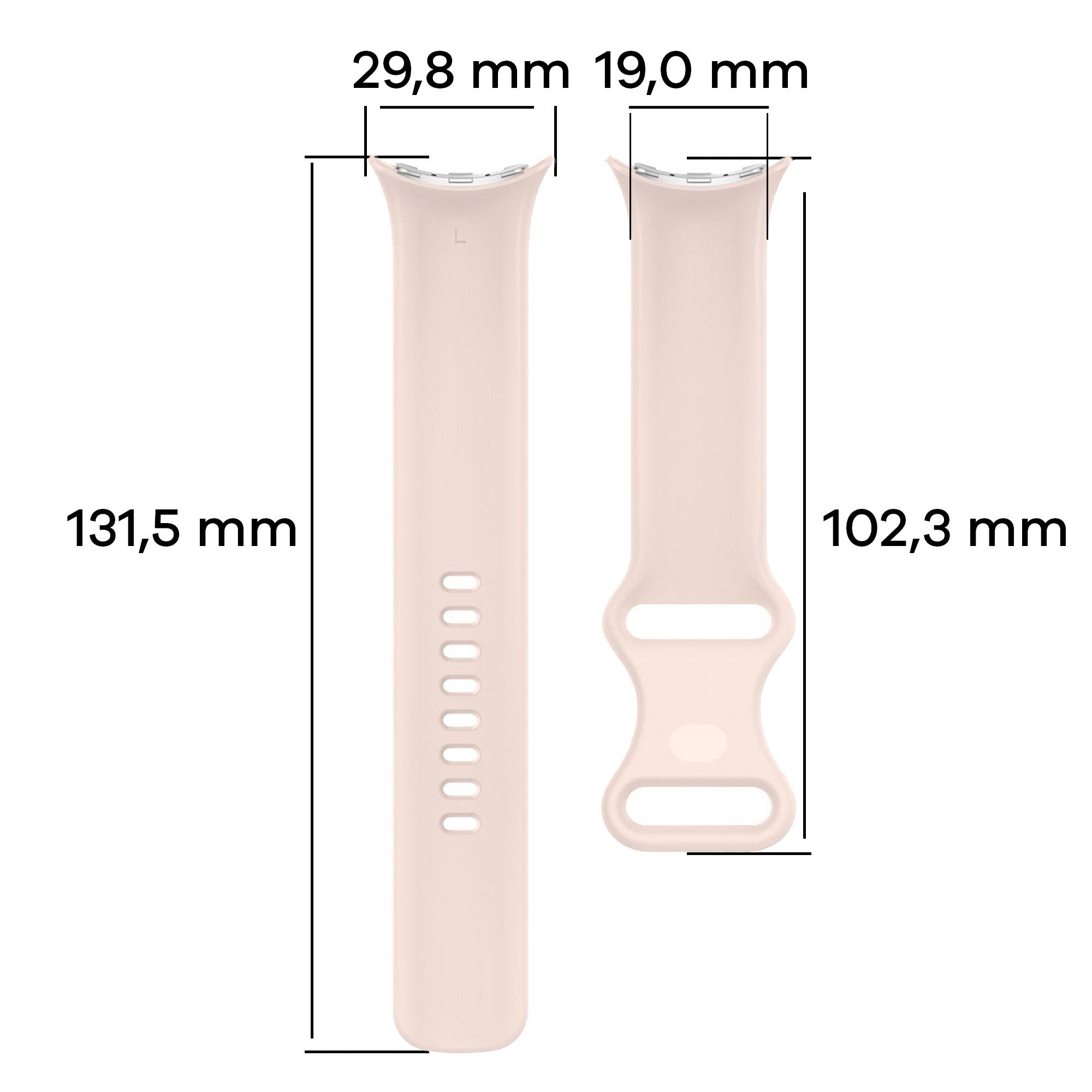 Armband für Google Pixel Watch 4/3 (45mm), Bizon Strap Watch Silicone S, Hellrosa