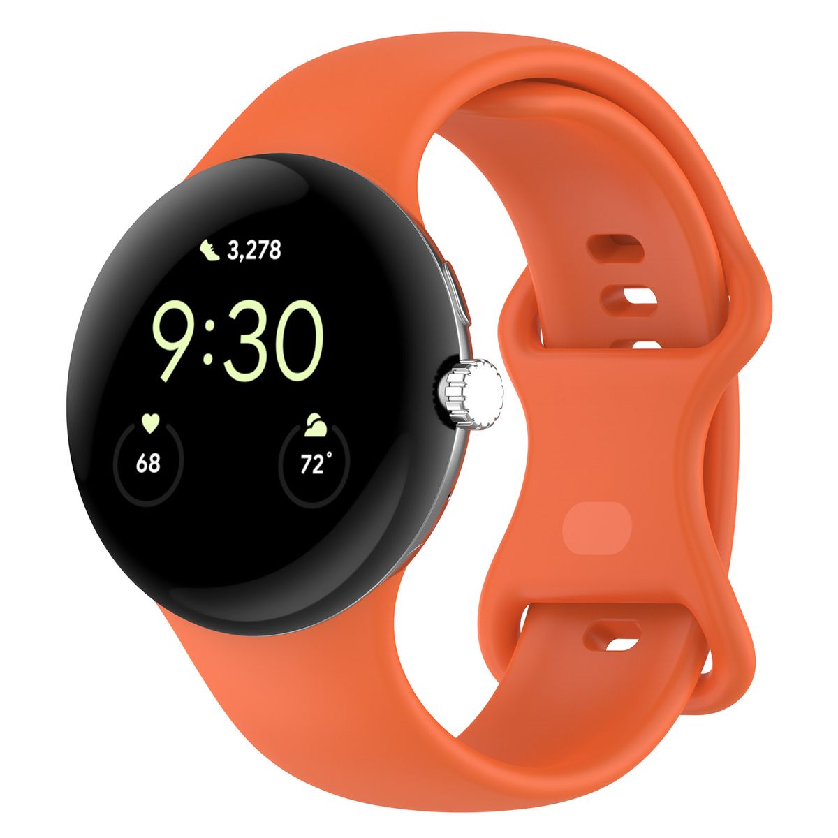 Armband für Google Pixel Watch 4/3 (45mm), Bizon Strap Watch Silicone S, Orange