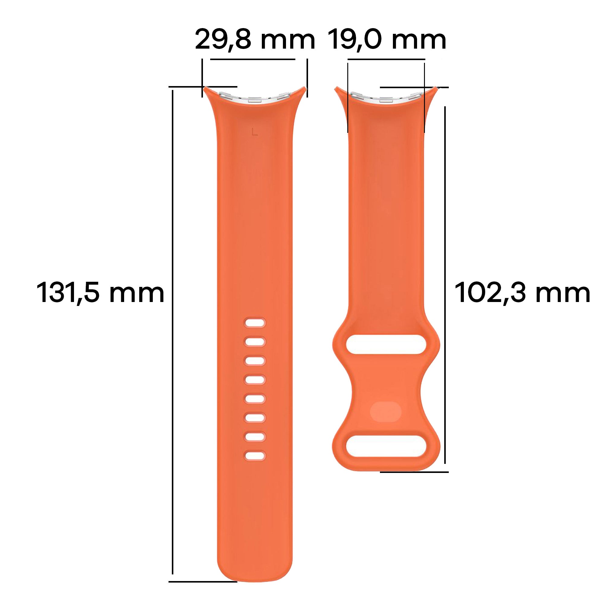 Armband für Google Pixel Watch 4/3 (45mm), Bizon Strap Watch Silicone S, Orange