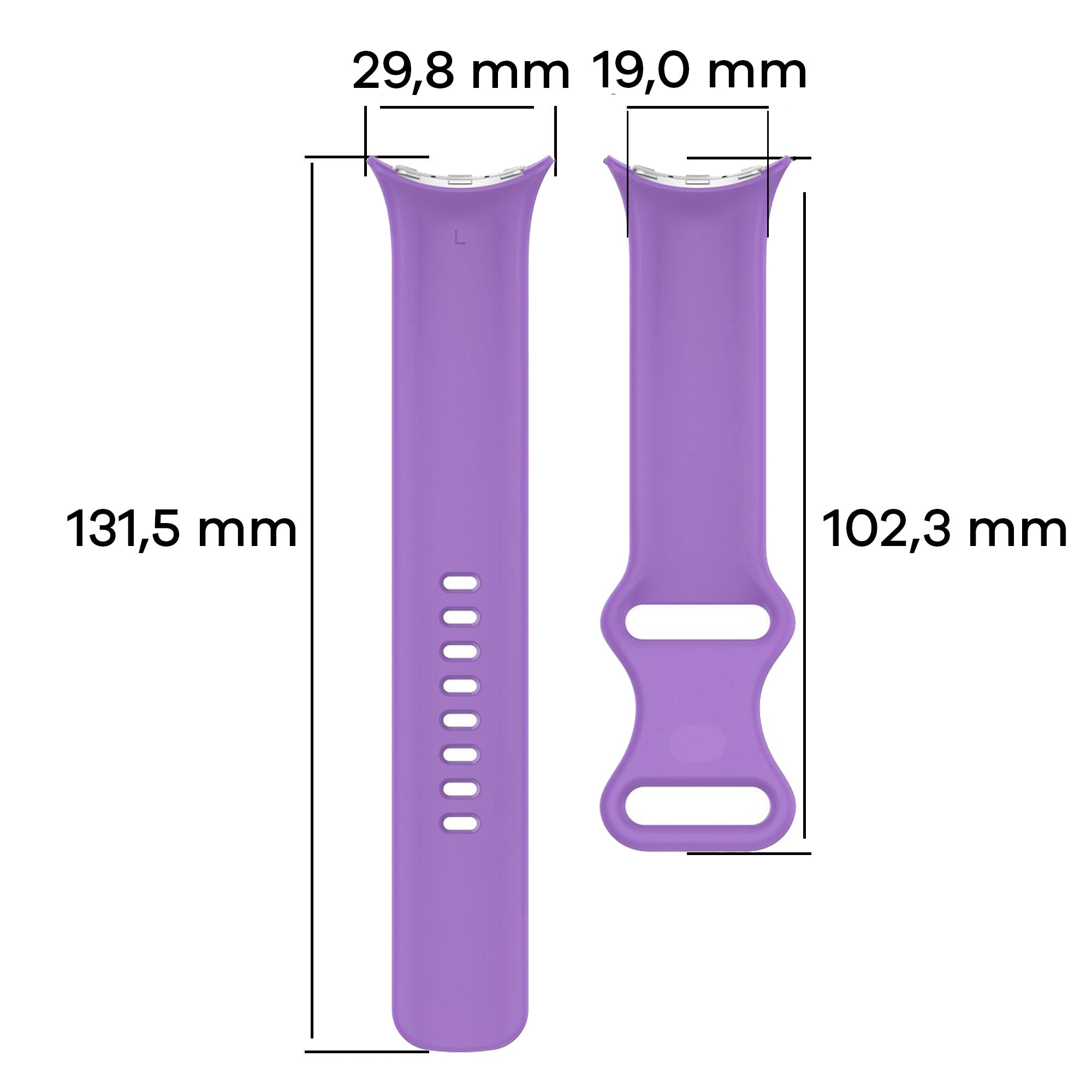 Armband für Google Pixel Watch 4/3 (45mm), Bizon Strap Watch Silicone S, Violett