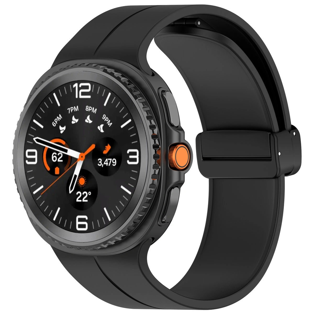 Armband für Galaxy Watch 9 40 mm / 44 mm / 8 40 mm / 44 mm / 8 Classic 46 mm, Bizon Strap Watch Silicone L, Schwarz