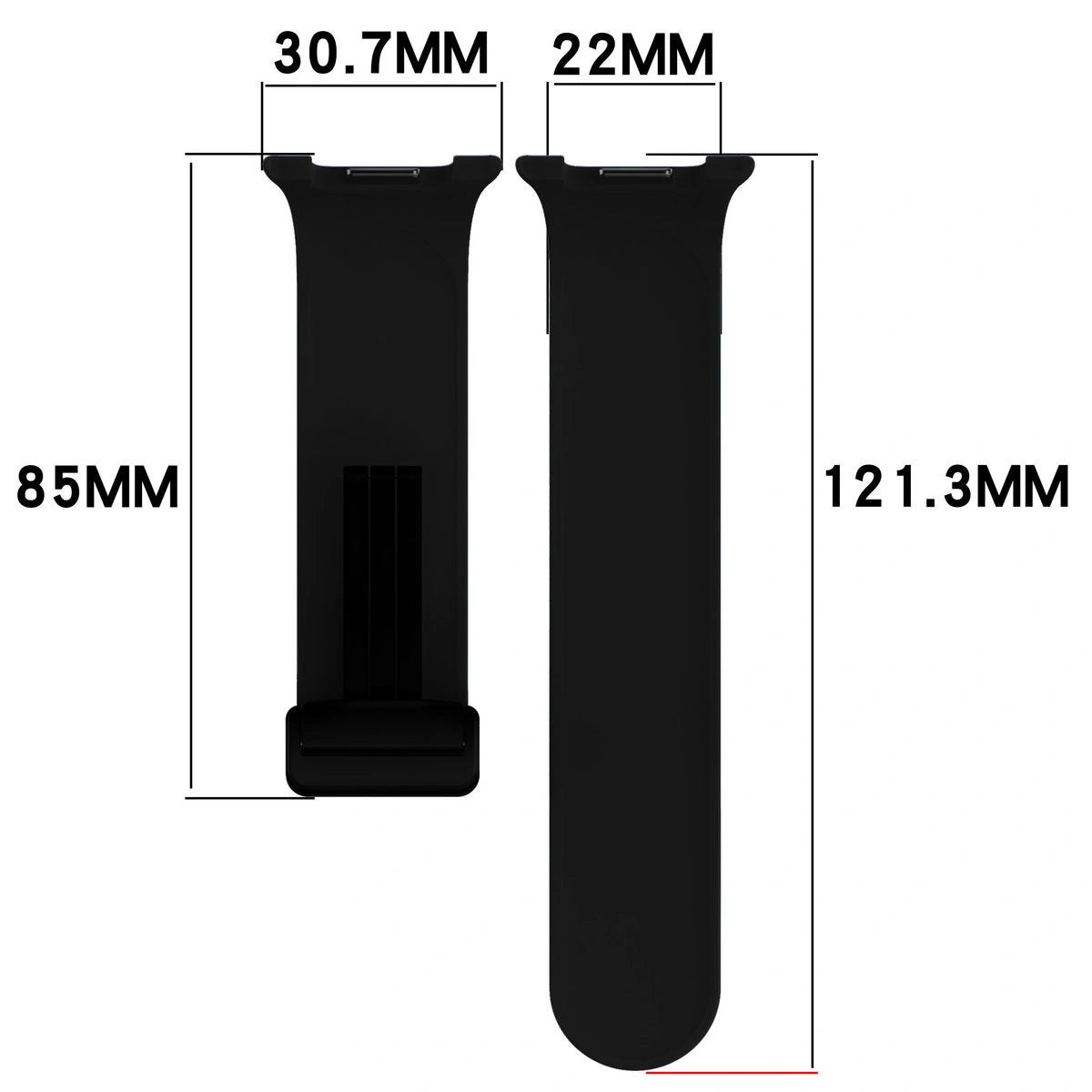 Armband für Galaxy Watch 9 40 mm / 44 mm / 8 40 mm / 44 mm / 8 Classic 46 mm, Bizon Strap Watch Silicone L, Schwarz