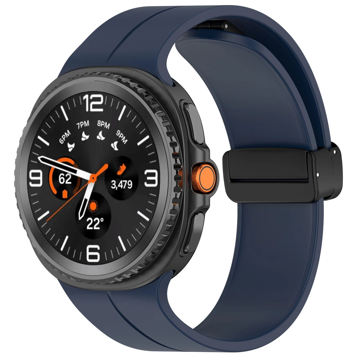 Armband für Galaxy Watch 9 40 mm / 44 mm / 8 40 mm / 44 mm / 8 Classic 46 mm, Bizon Strap Watch Silicone L, Dunkelblau