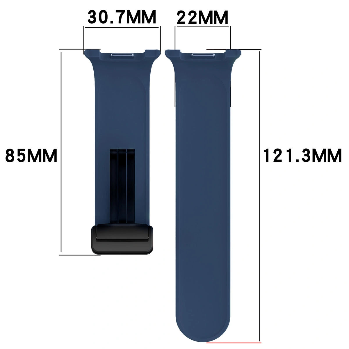 Armband für Galaxy Watch 9 40 mm / 44 mm / 8 40 mm / 44 mm / 8 Classic 46 mm, Bizon Strap Watch Silicone L, Dunkelblau