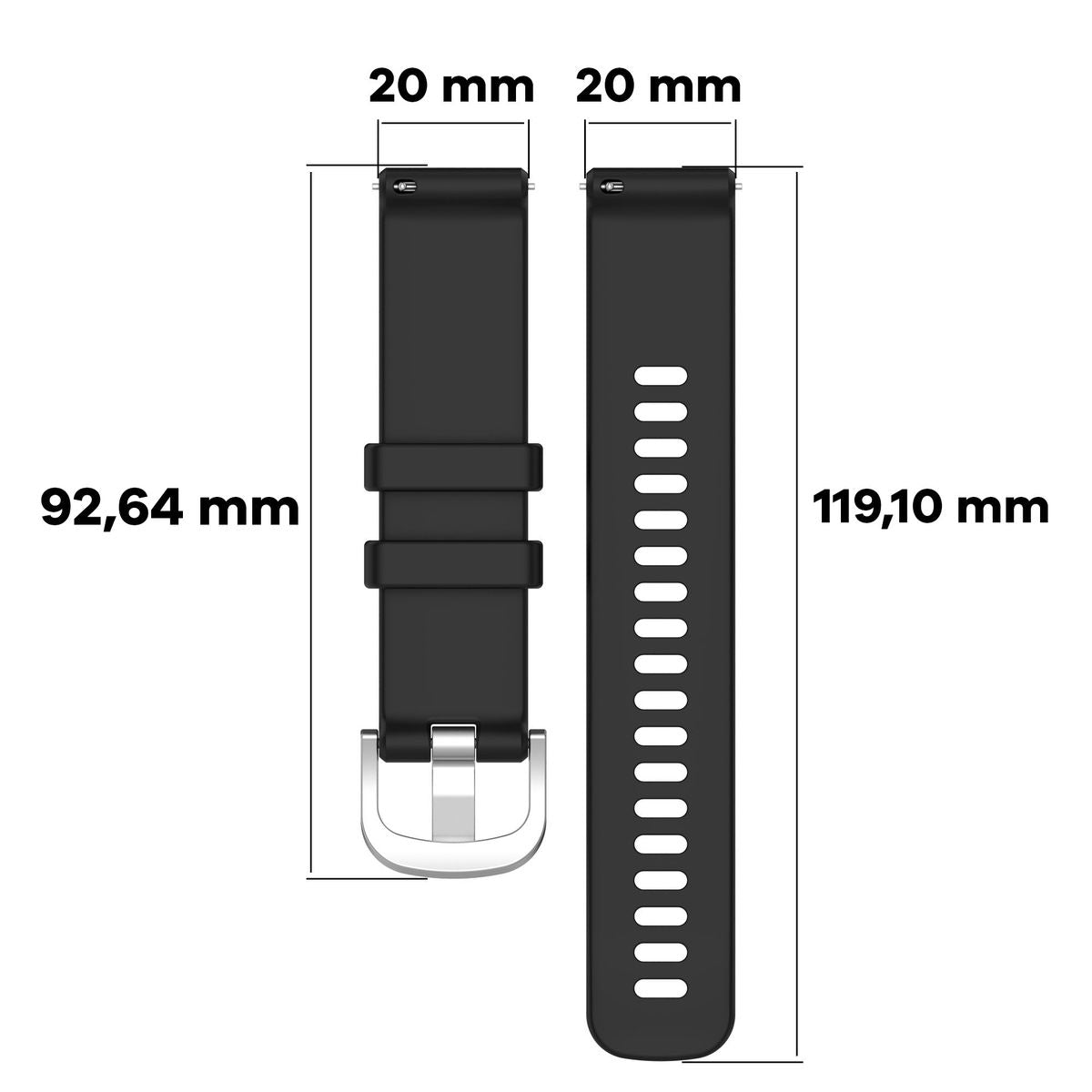 Armband Bizon Strap Watch Silicone Pro für Garmin Vivoactive 5, Schwarz