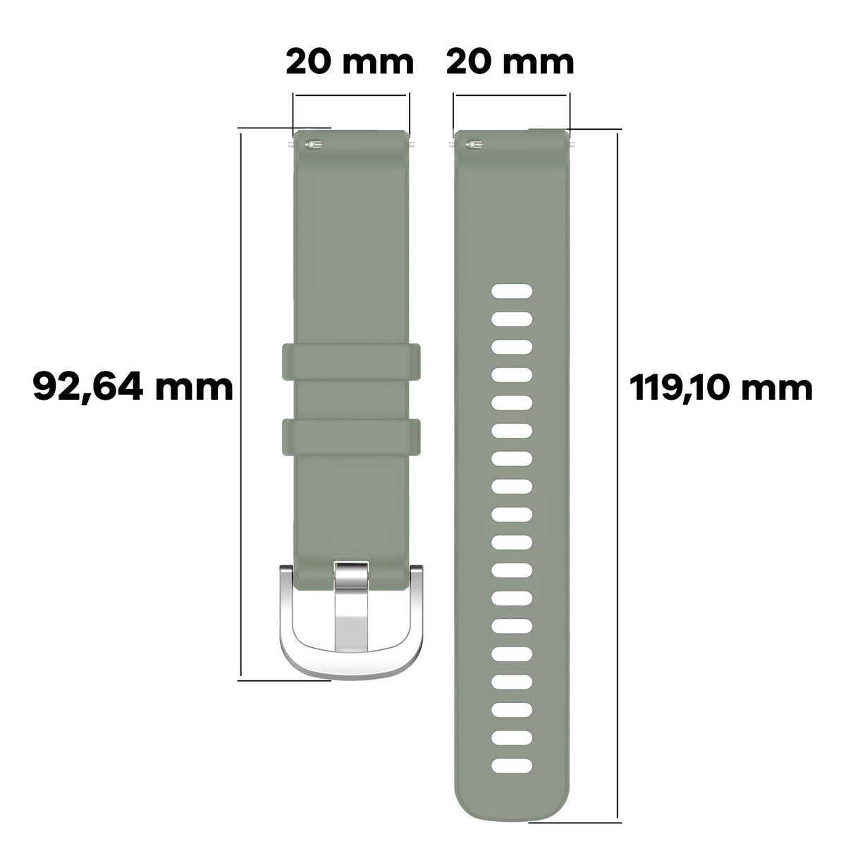 Silikon Armband für Smartwatch, Bizon Strap Watch Silicone Pro T, QuickRelease 20 mm, Türkis
