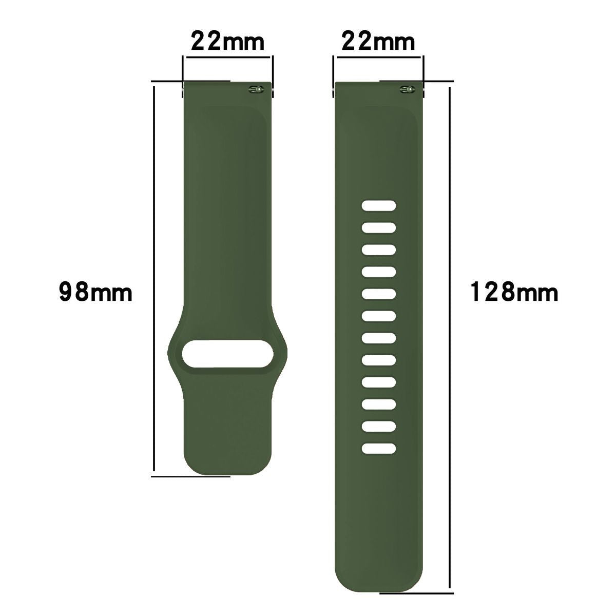 Silikon Armband für Smartwatch, Bizon Strap Watch Silicone Pro H, QuickRelease 22 mm, Dunkelgrün