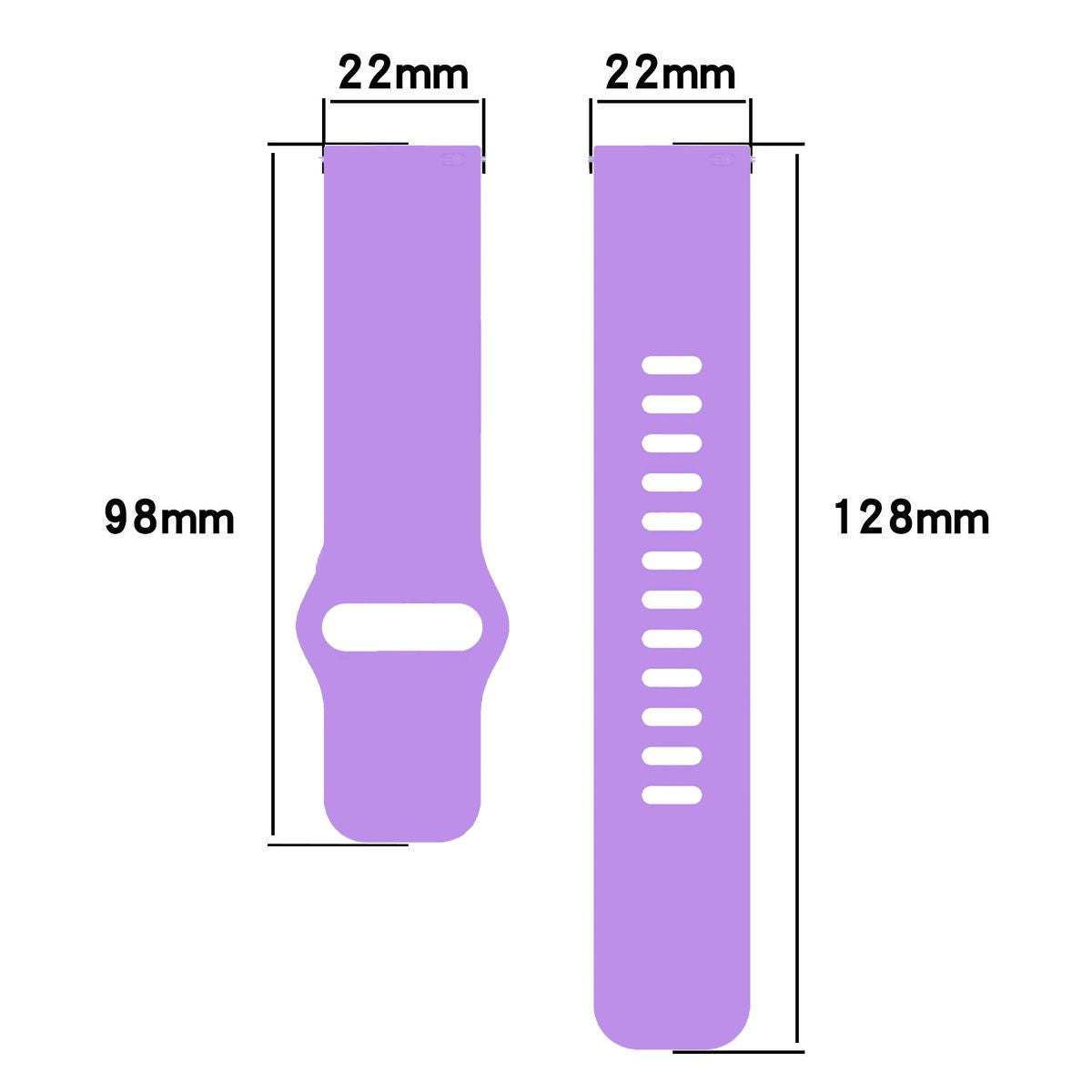 Silikon Armband für Smartwatch, Bizon Strap Watch Silicone Pro H, QuickRelease 22 mm, Violett