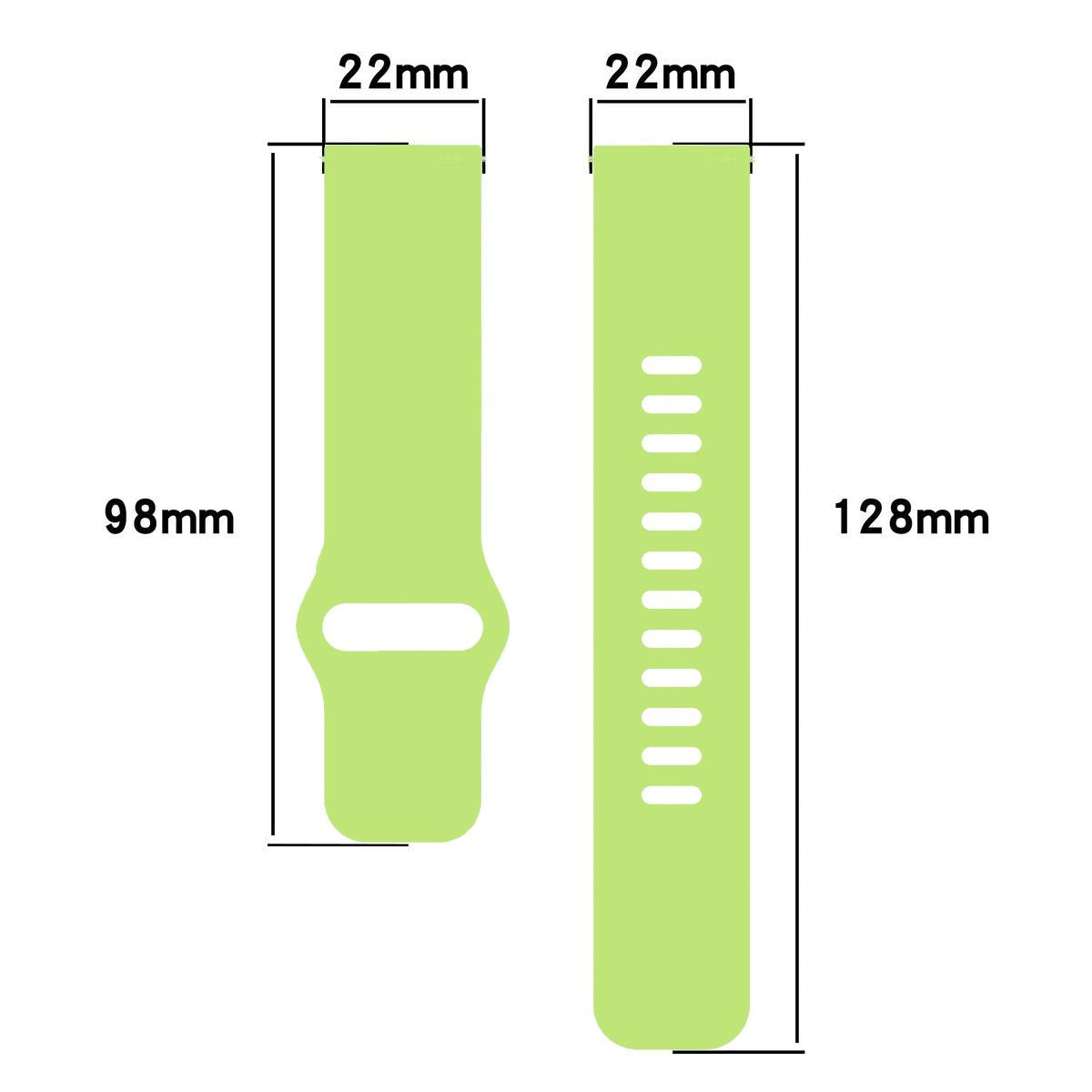 Silikon Armband für Smartwatch, Bizon Strap Watch Silicone Pro H, QuickRelease 22 mm, Hellgrün