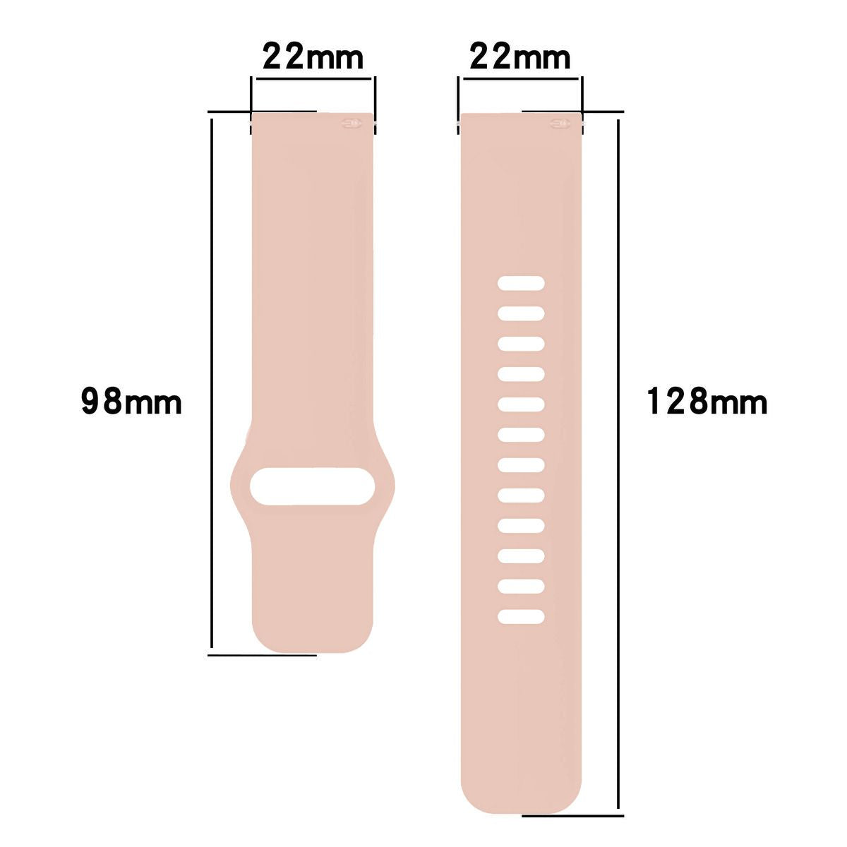 Silikon Armband für Smartwatch, Bizon Strap Watch Silicone Pro H, QuickRelease 22 mm, Rosa