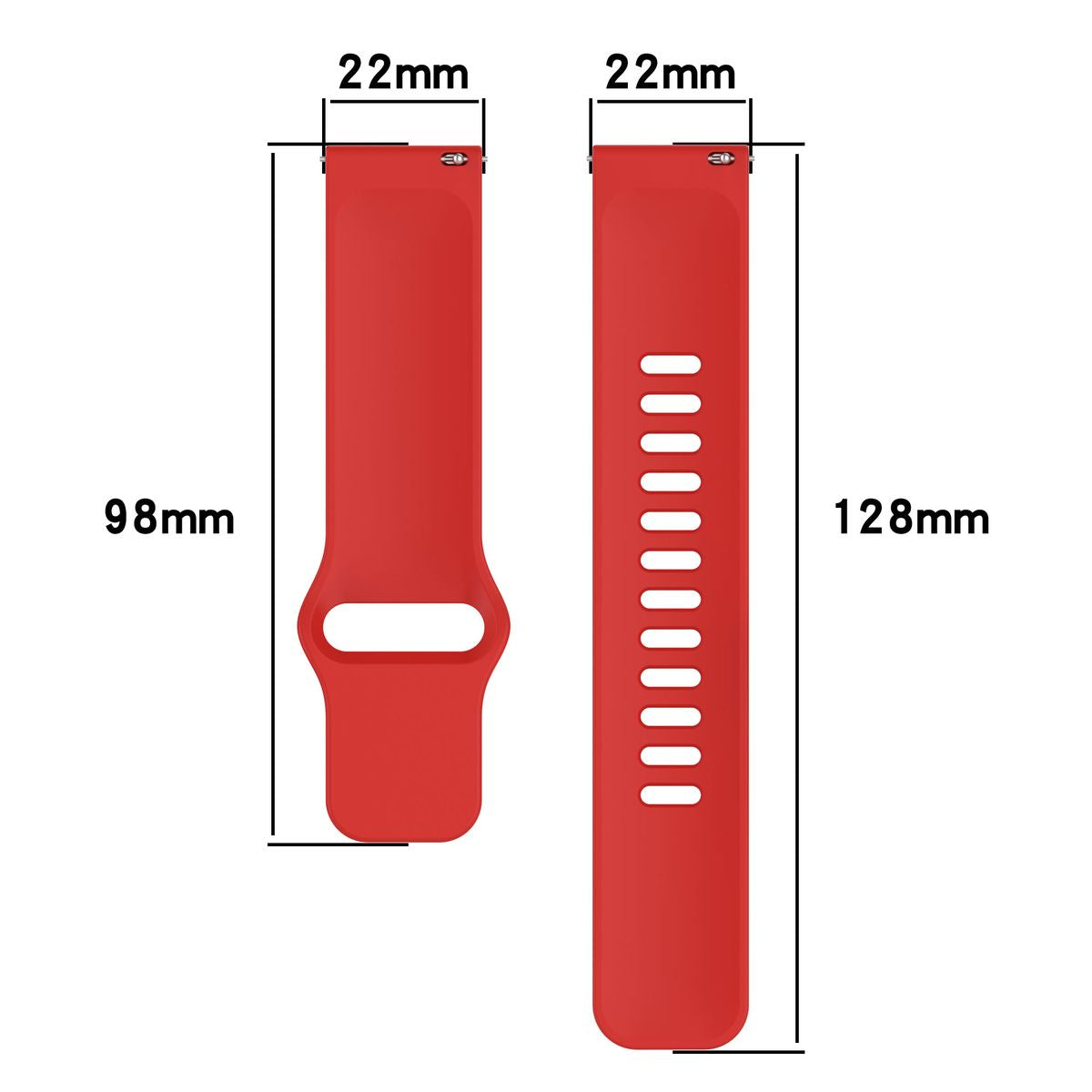 Silikon Armband für Smartwatch, Bizon Strap Watch Silicone Pro H, QuickRelease 22 mm, Rot