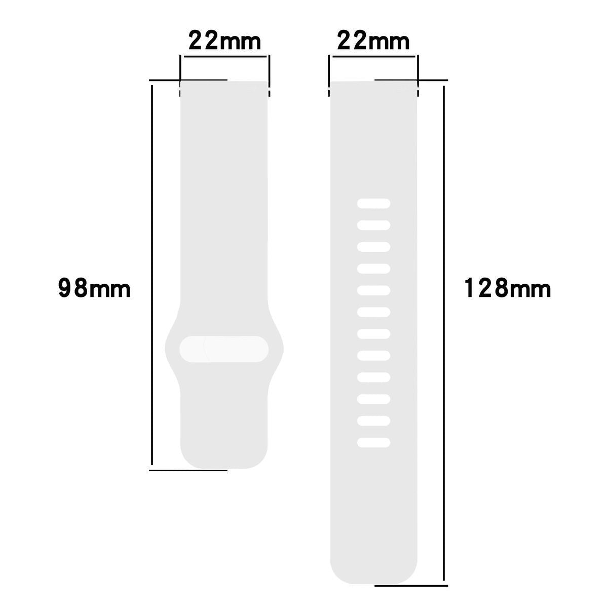 Silikon Armband für Smartwatch, Bizon Strap Watch Silicone Pro H, QuickRelease 22 mm, Weiß
