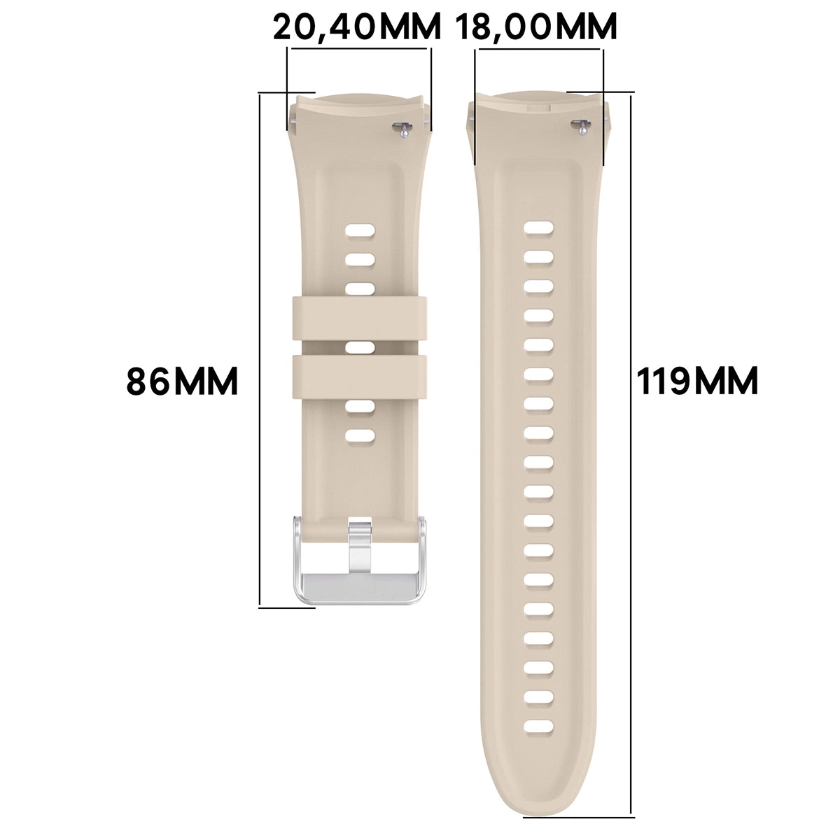 Armband für Huawei Watch 5 42 mm, Bizon Strap Watch Silicone T, Beige