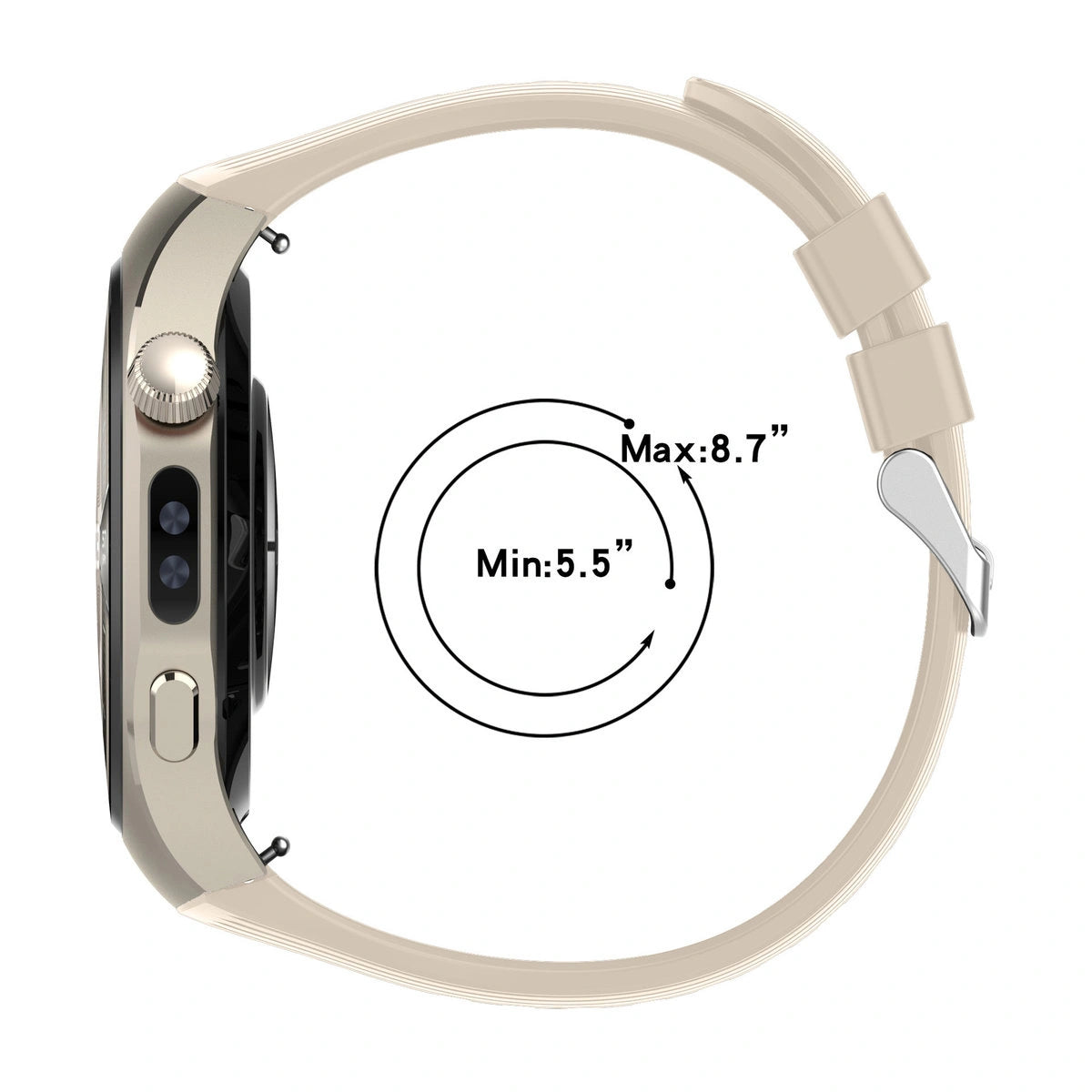 Armband für Huawei Watch 5 42 mm, Bizon Strap Watch Silicone T, Beige
