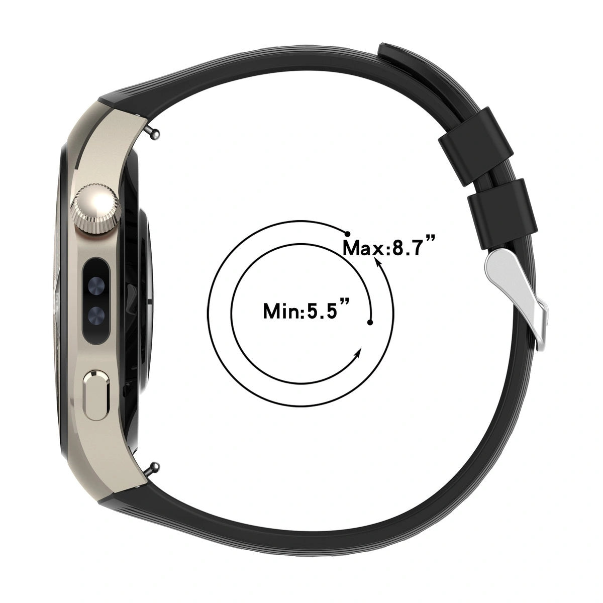 Armband für Huawei Watch 5 42 mm, Bizon Strap Watch Silicone T, Schwarz