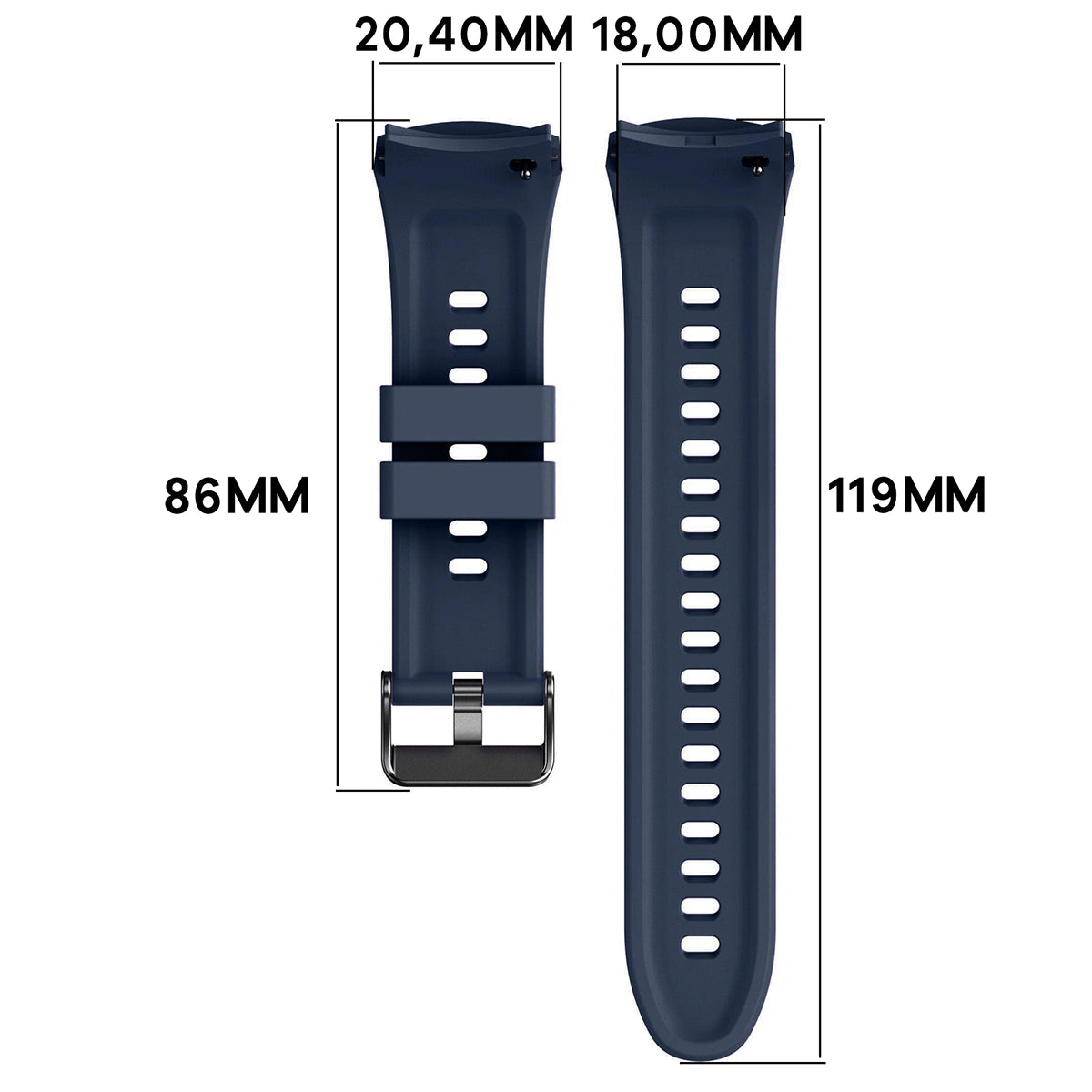 Armband für Huawei Watch 5 42 mm, Bizon Strap Watch Silicone T, Dunkelblau