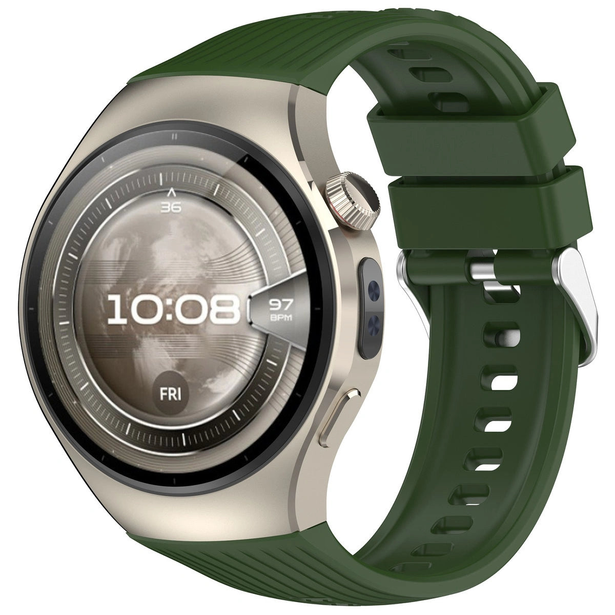 Armband für Huawei Watch 5 42 mm, Bizon Strap Watch Silicone T, Dunkelgrün