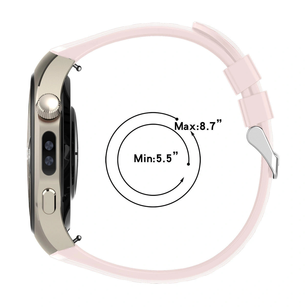 Armband für Huawei Watch 5 42 mm, Bizon Strap Watch Silicone T, Rosa