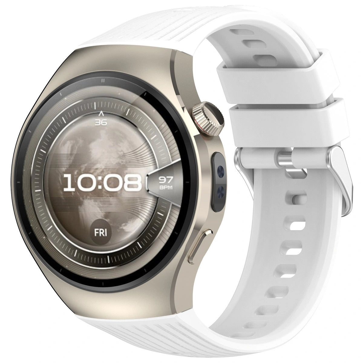 Armband für Huawei Watch 5 42 mm, Bizon Strap Watch Silicone T, Weiß
