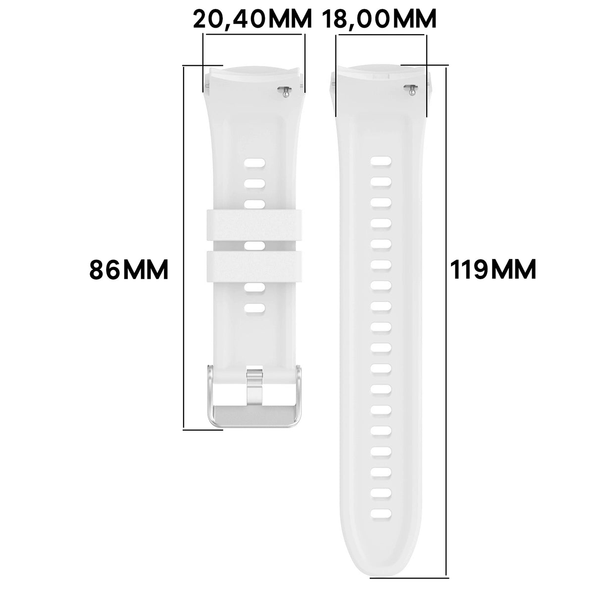 Armband für Huawei Watch 5 42 mm, Bizon Strap Watch Silicone T, Weiß
