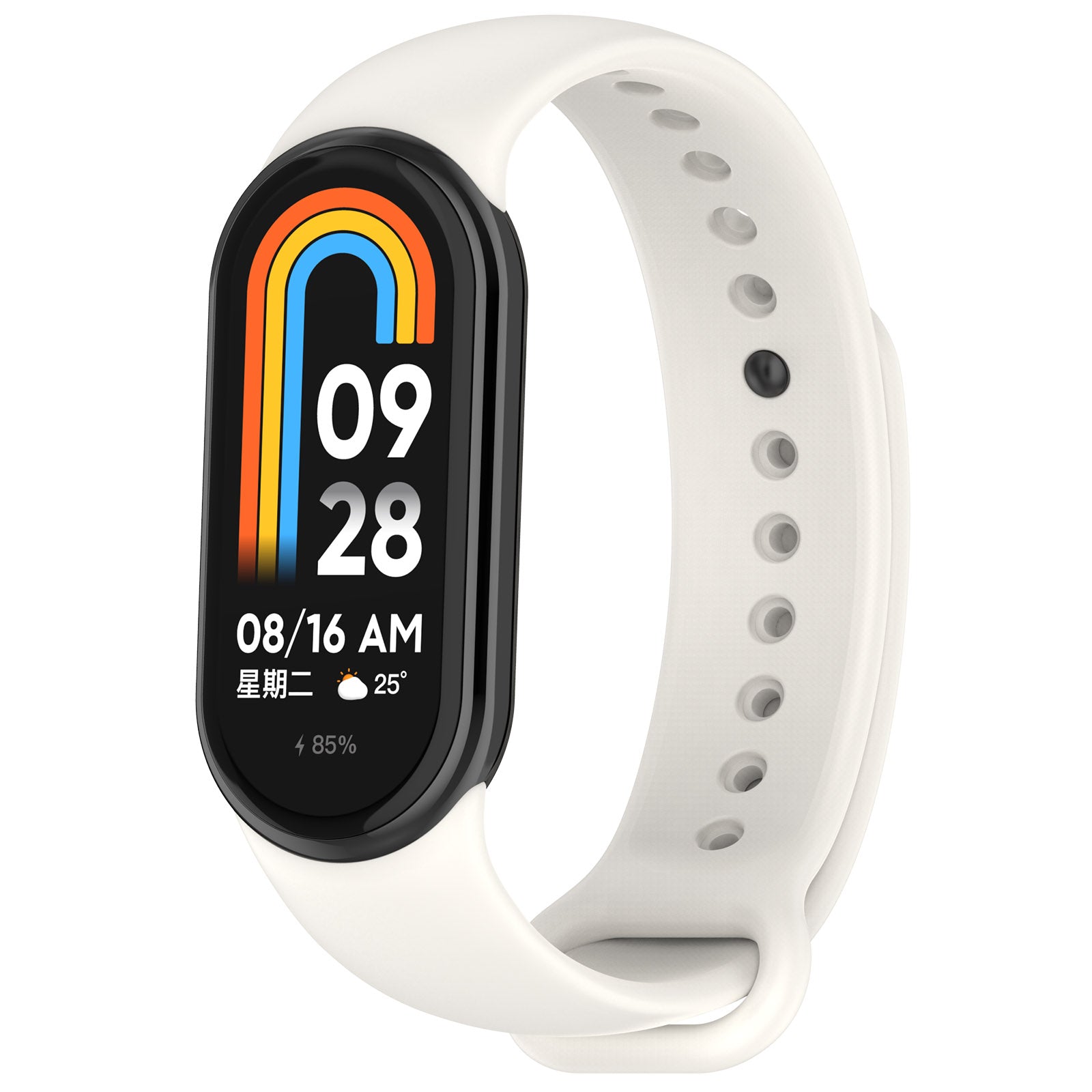 Armband für Xiaomi Smart Band 10 / 9 / 9 NFC / 8, Bizon Strap Watch Silicone, Weiß