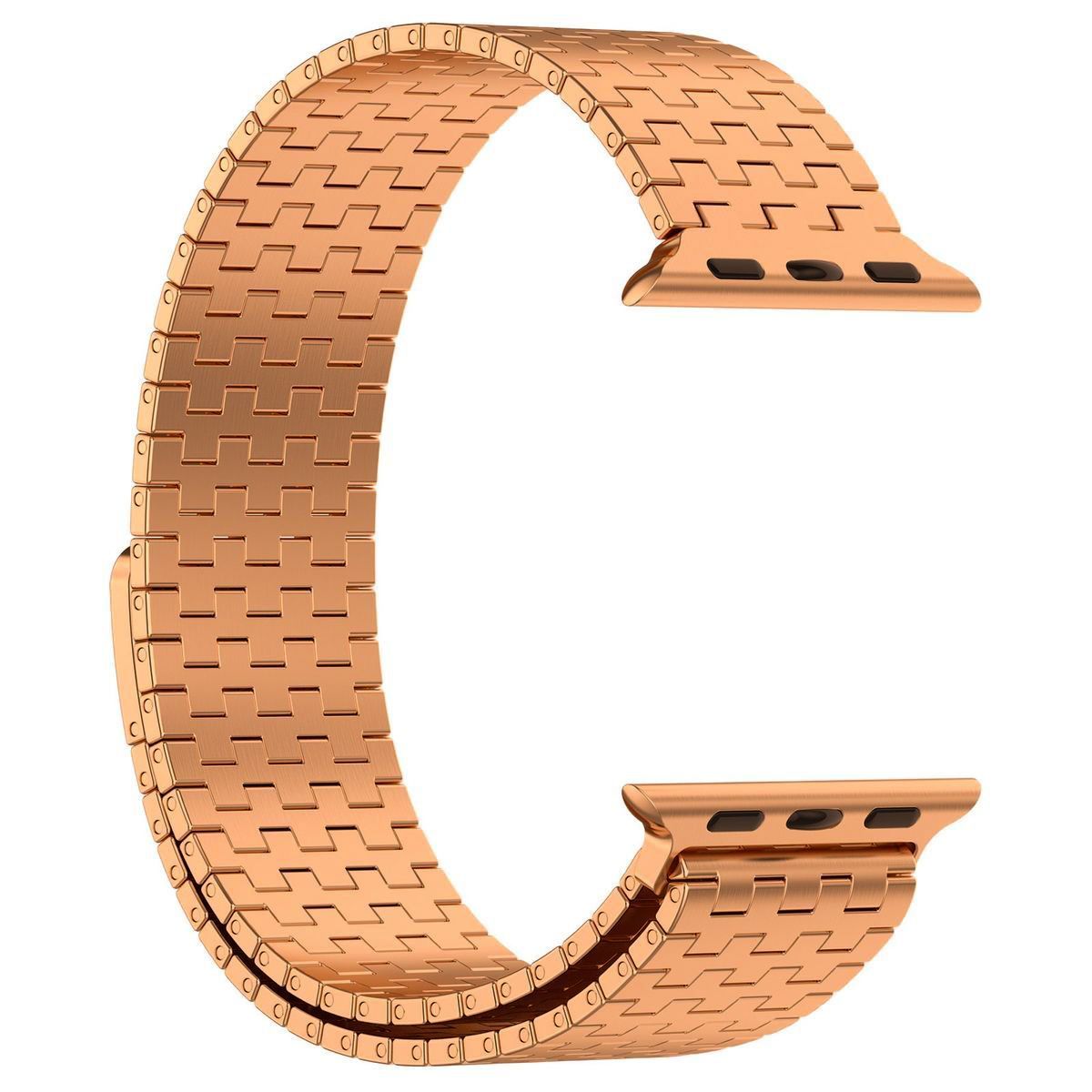 Edelstahl Armband für Apple Watch 44/45/46/49 mm, Bizon Strap Watch Titanium, Rosa Gold