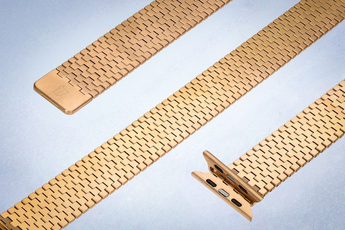 Edelstahl Armband für Apple Watch 44/45/46/49 mm, Bizon Strap Watch Titanium, Rosa Gold