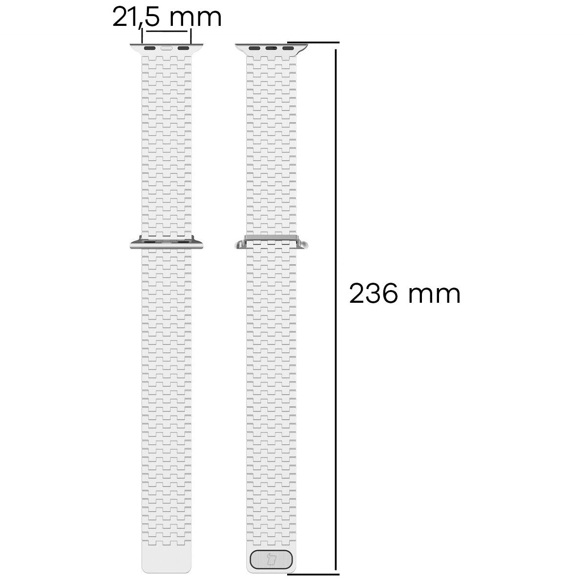 Edelstahl Armband für Apple Watch 44/45/46/49 mm, Bizon Strap Watch Titanium, Silbern