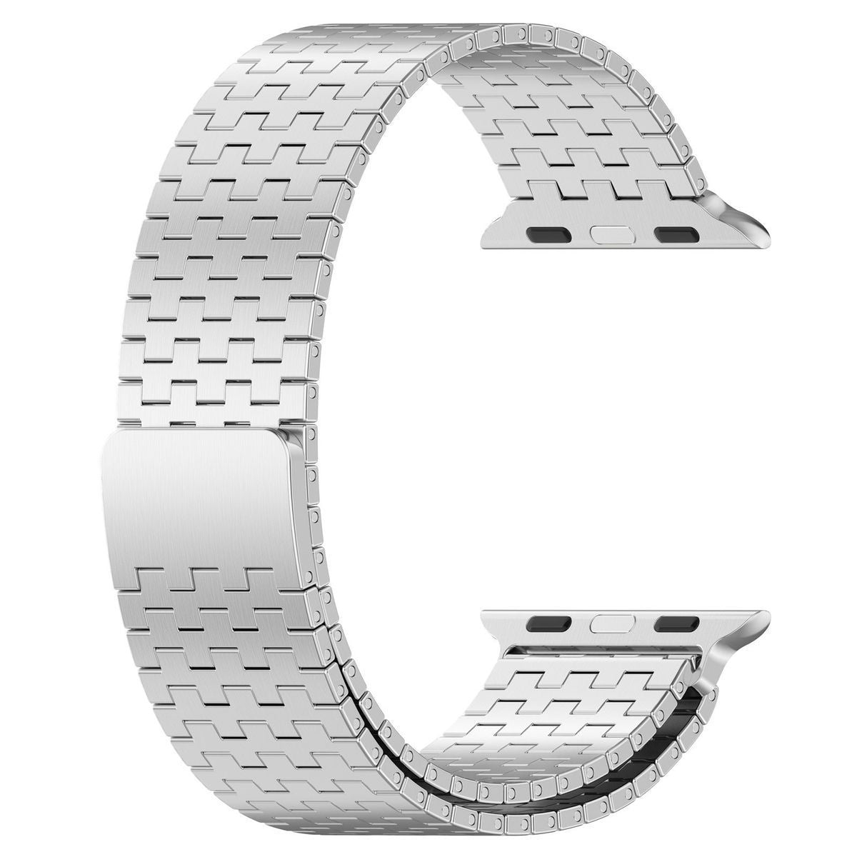 Edelstahl Armband für Apple Watch 44/45/46/49 mm, Bizon Strap Watch Titanium, Silbern