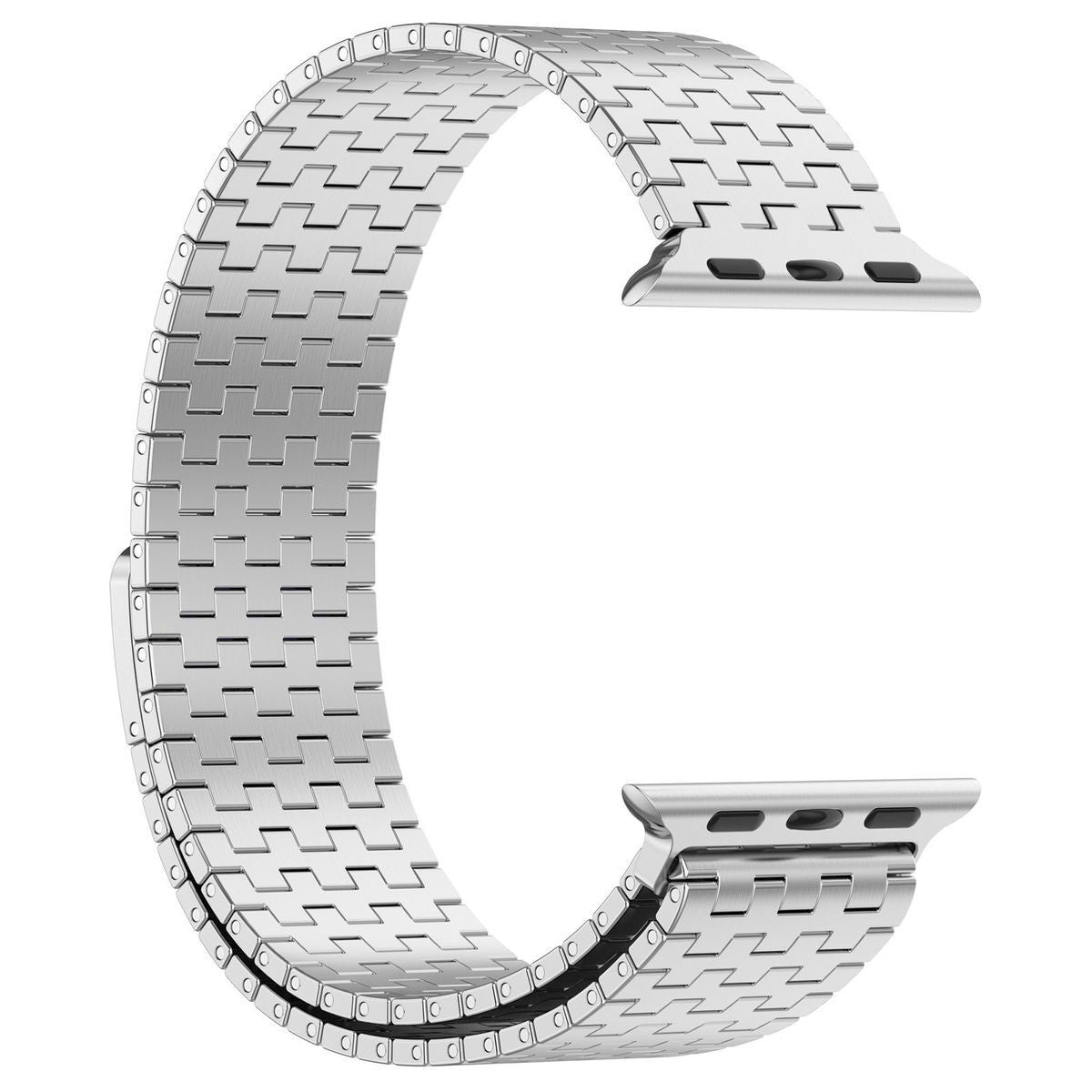 Edelstahl Armband für Apple Watch 44/45/46/49 mm, Bizon Strap Watch Titanium, Silbern