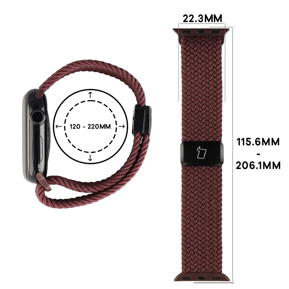 Nylon-Uhrenarmband für Apple Watch 38/40/41/42 mm, Bizon Strap Watch Trenza, Burgunderrot (2/3)