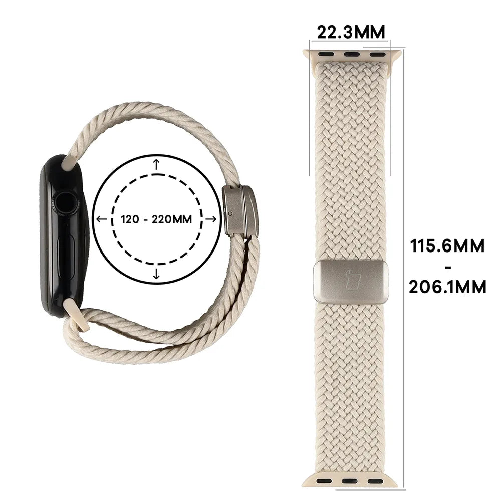 Nylon-Uhrenarmband für Apple Watch 38/40/41/42 mm, Bizon Strap Watch Trenza, Champagner (2/3)