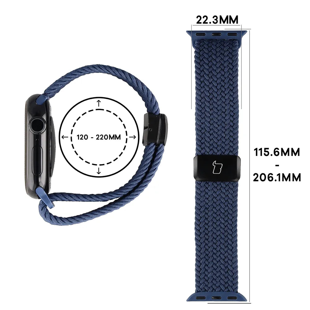 Nylon-Uhrenarmband für Apple Watch 38/40/41/42 mm, Bizon Strap Watch Trenza, Dunkelblau (2/3)