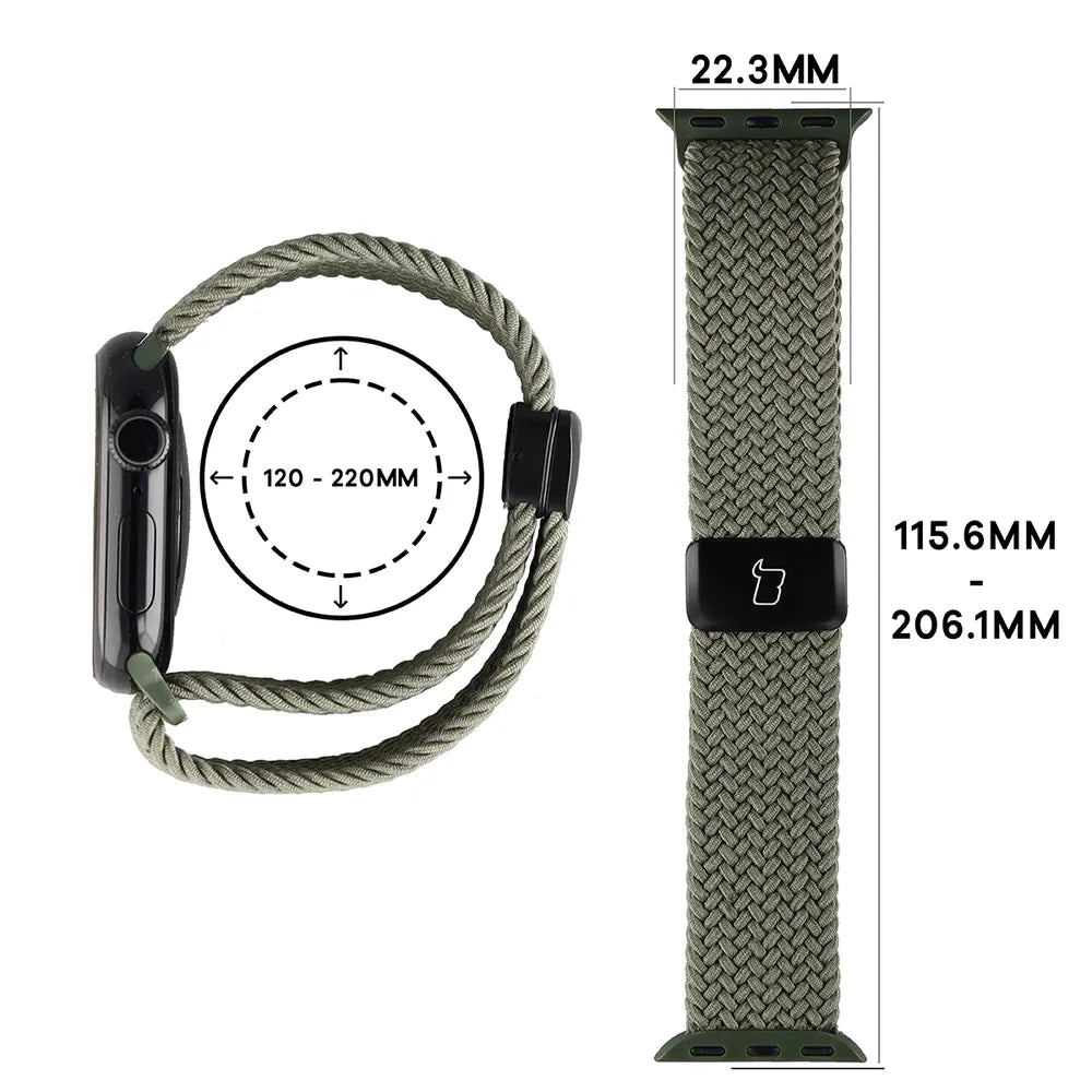 Nylon-Uhrenarmband für Apple Watch 38/40/41/42 mm, Bizon Strap Watch Trenza, Dunkelgrün (2/3)