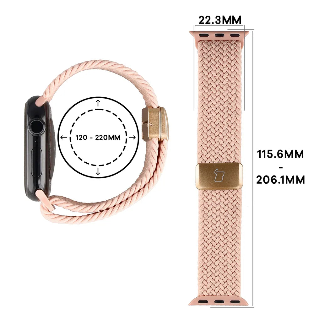 Nylon-Uhrenarmband für Apple Watch 38/40/41/42 mm, Bizon Strap Watch Trenza, Hellrosa (2/3)