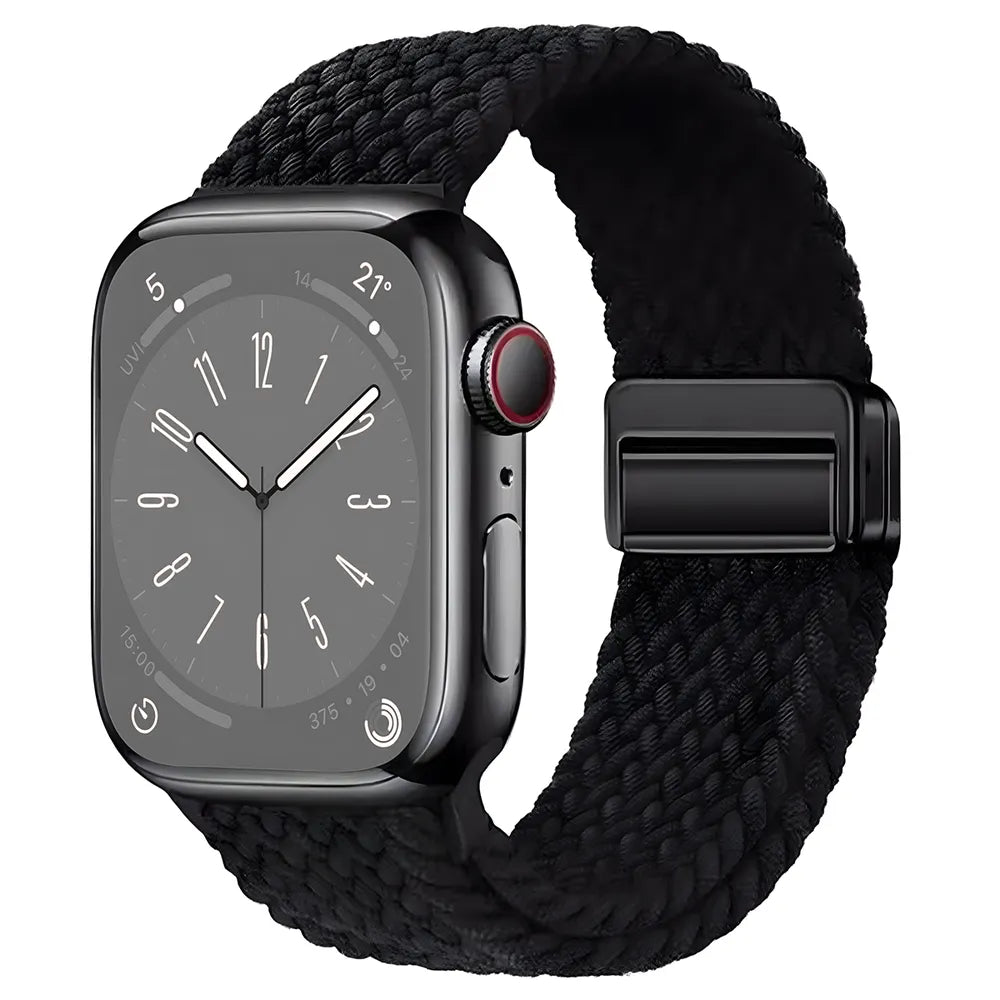 Nylon-Uhrenarmband für Apple Watch 44/45/46/49 mm, Bizon Strap Watch Trenza, Schwarz (1/3)