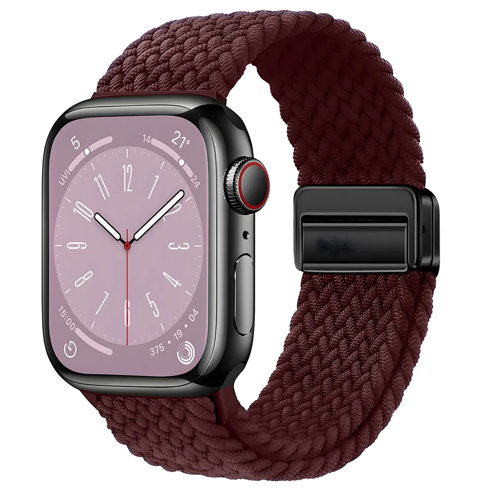 Nylon-Uhrenarmband für Apple Watch 44/45/46/49 mm, Bizon Strap Watch Trenza, Burgunderrot (1/3)
