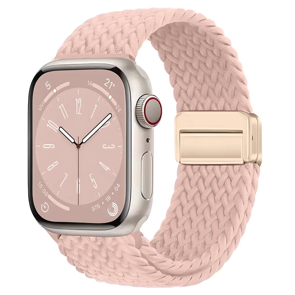 Nylon-Uhrenarmband für Apple Watch 44/45/46/49 mm, Bizon Strap Watch Trenza, Hellrosa (1/3)