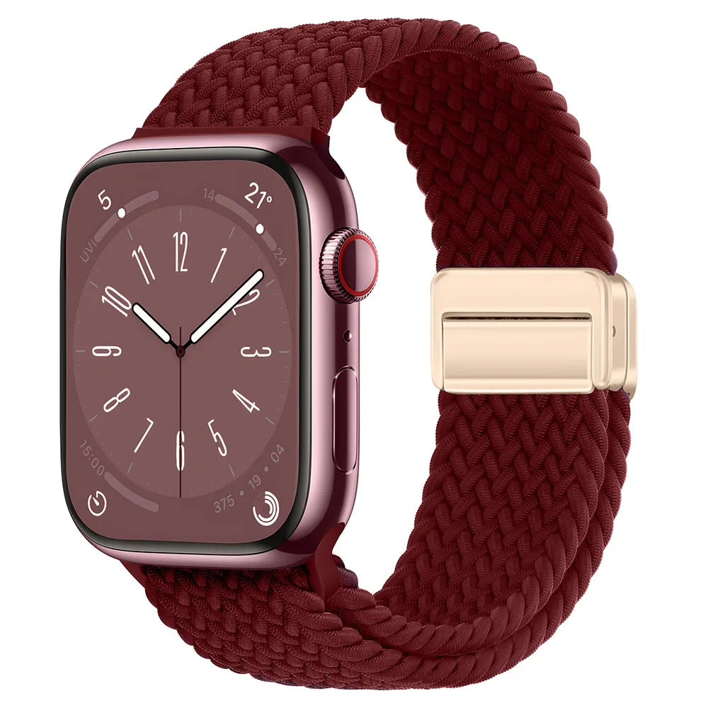 Nylon-Uhrenarmband für Apple Watch 44/45/46/49 mm, Bizon Strap Watch Trenza, Dunkelrot (1/3)