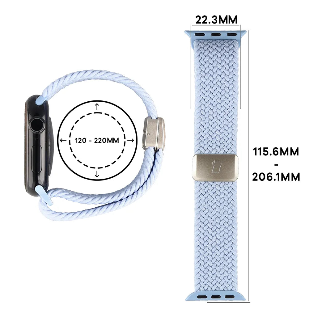 Nylon-Uhrenarmband für Apple Watch 44/45/46/49 mm, Bizon Strap Watch Trenza, Hellblau (2/3)