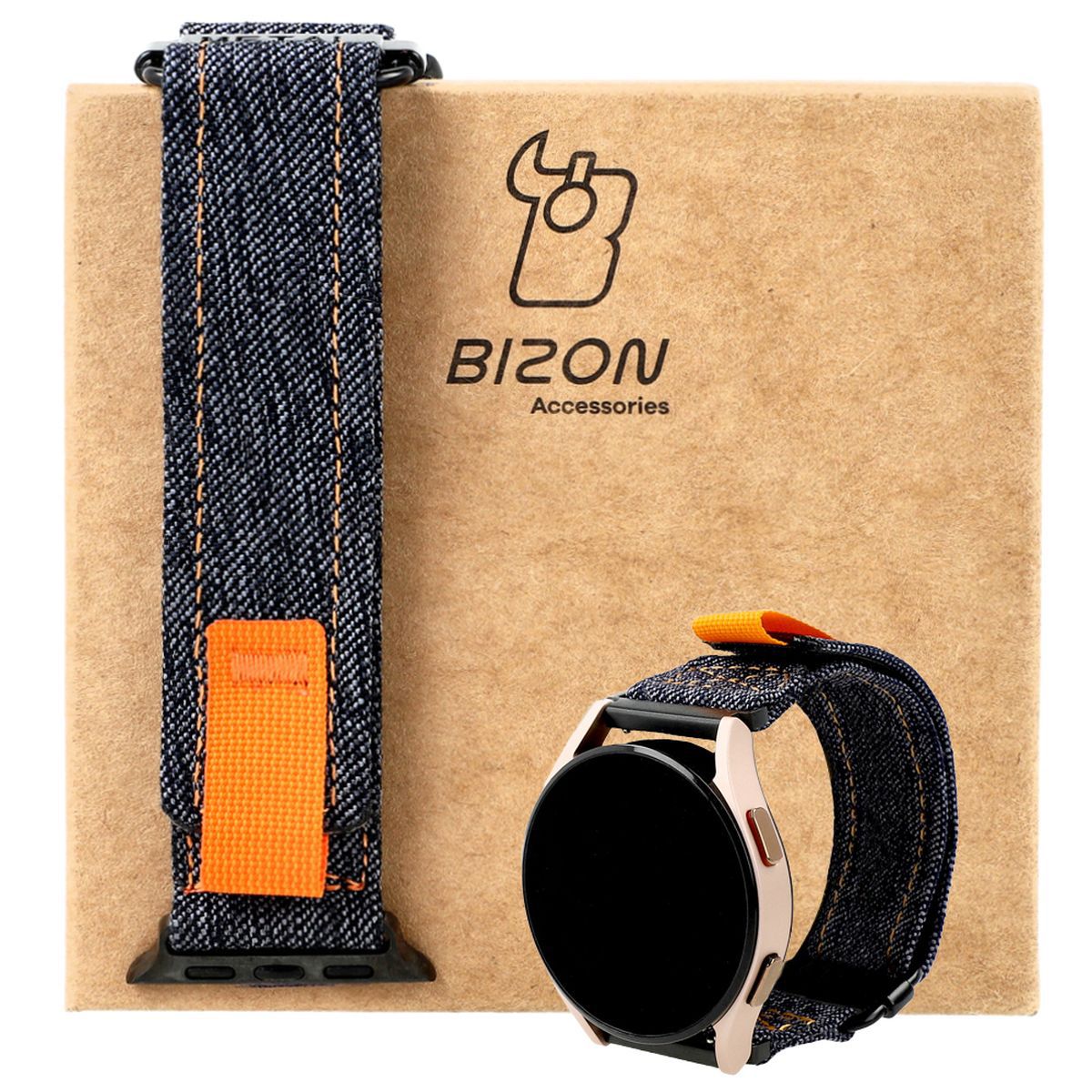 Armband für Galaxy Watch 20 mm, Bizon Strap Watch Urban, Dunkelblauer Denim