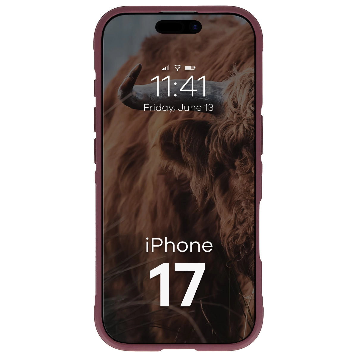 Robuste Handyhülle + gehärtetem Glas für iPhone 17, Bizon Tur Pack, Burgunderrot