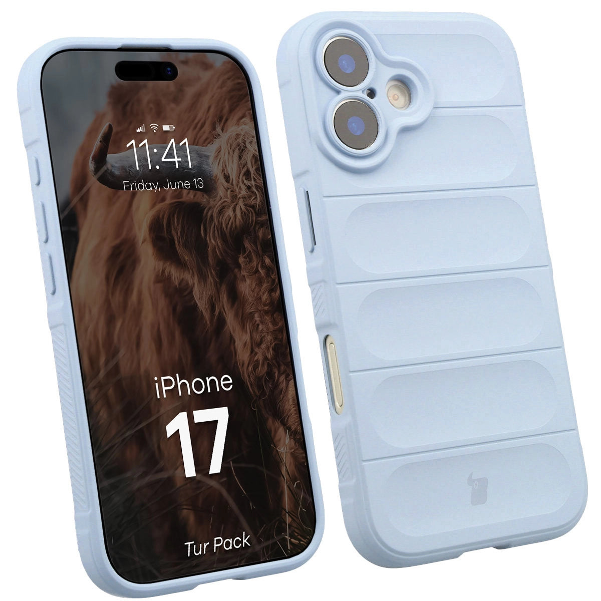 Robuste Handyhülle + gehärtetem Glas für iPhone 17, Bizon Tur Pack, Hellblau