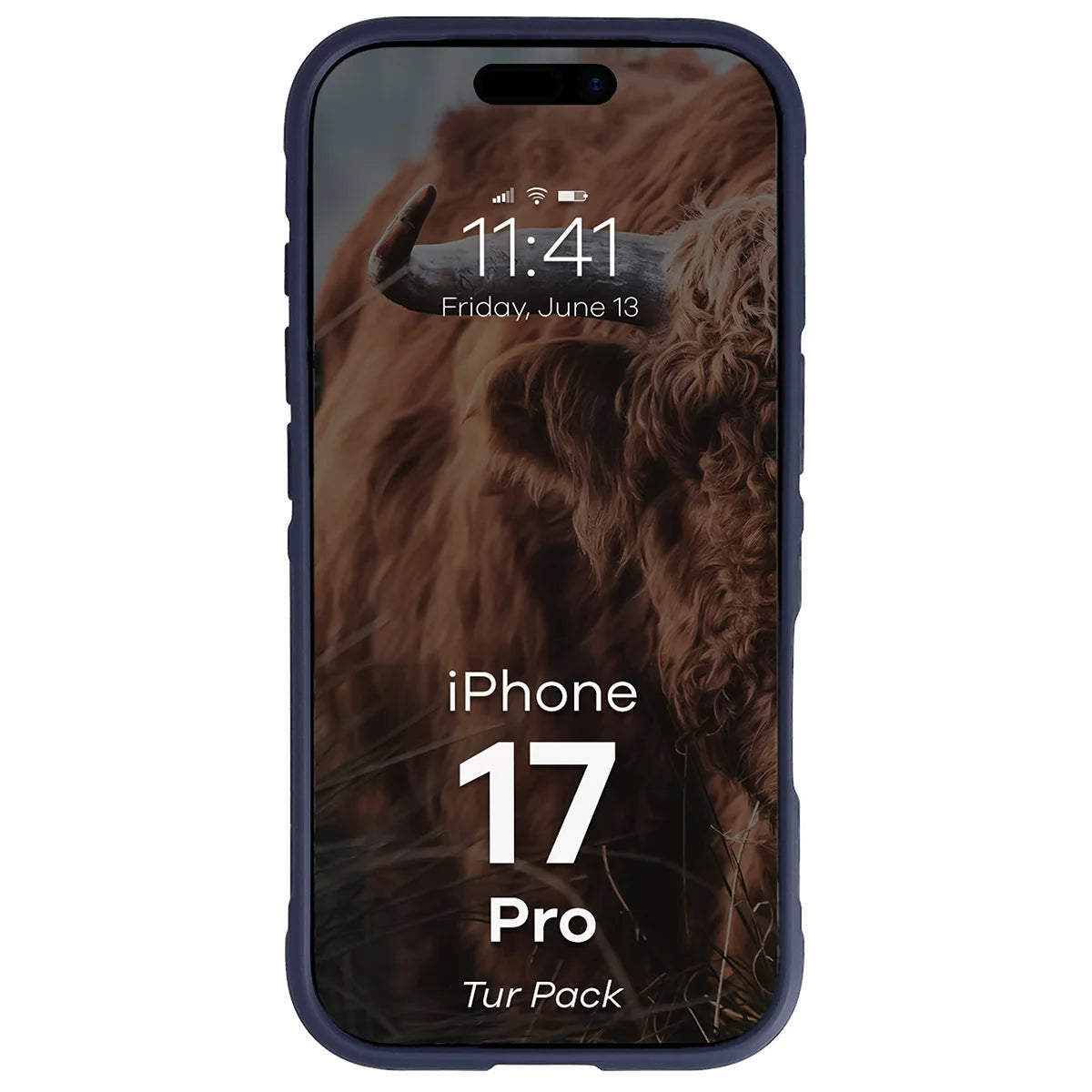 Robuste Handyhülle + gehärtetem Glas für iPhone 17 Pro, Bizon Tur Pack, Dunkelblau