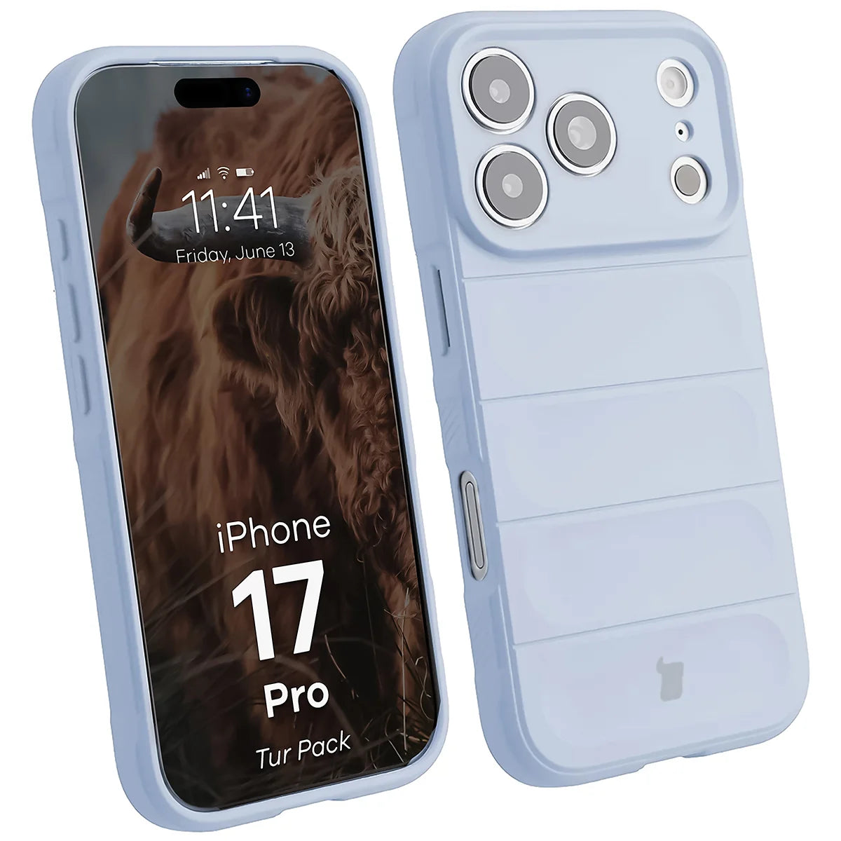 Robuste Handyhülle + gehärtetem Glas für iPhone 17 Pro, Bizon Tur Pack, Hellblau