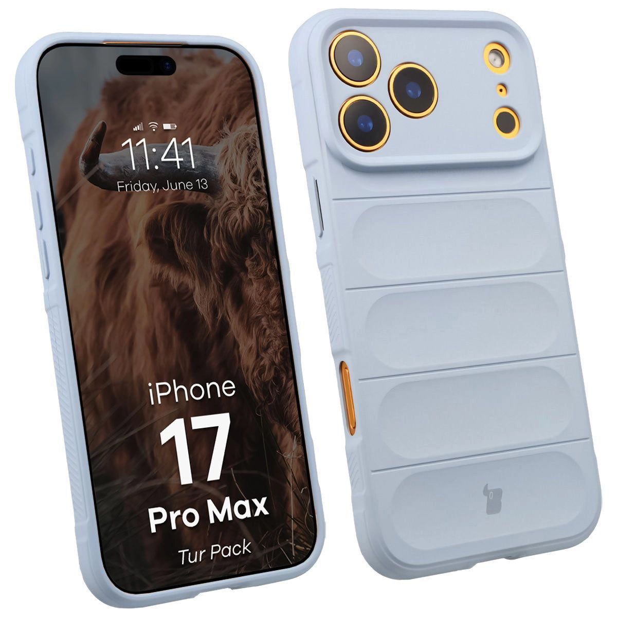 Robuste Handyhülle + gehärtetem Glas für iPhone 17 Pro Max, Bizon Tur Pack, Hellblau