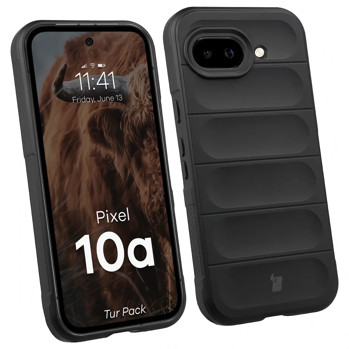 Robuste Handyhülle + gehärtetem Glas für Google Pixel 10a, Bizon Tur Pack, Schwarz