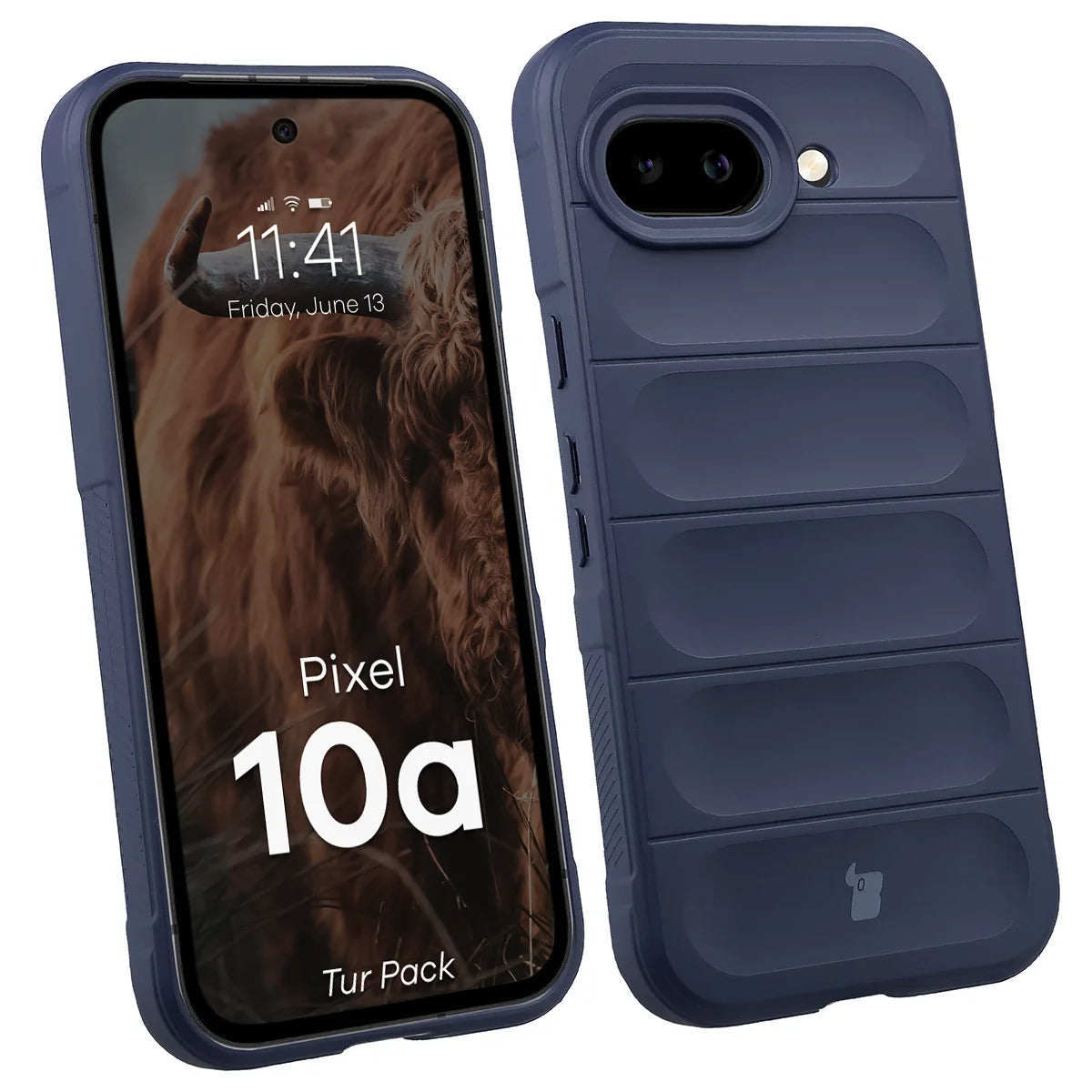 Robuste Handyhülle + gehärtetem Glas für Google Pixel 10a, Bizon Tur Pack, Dunkelblau