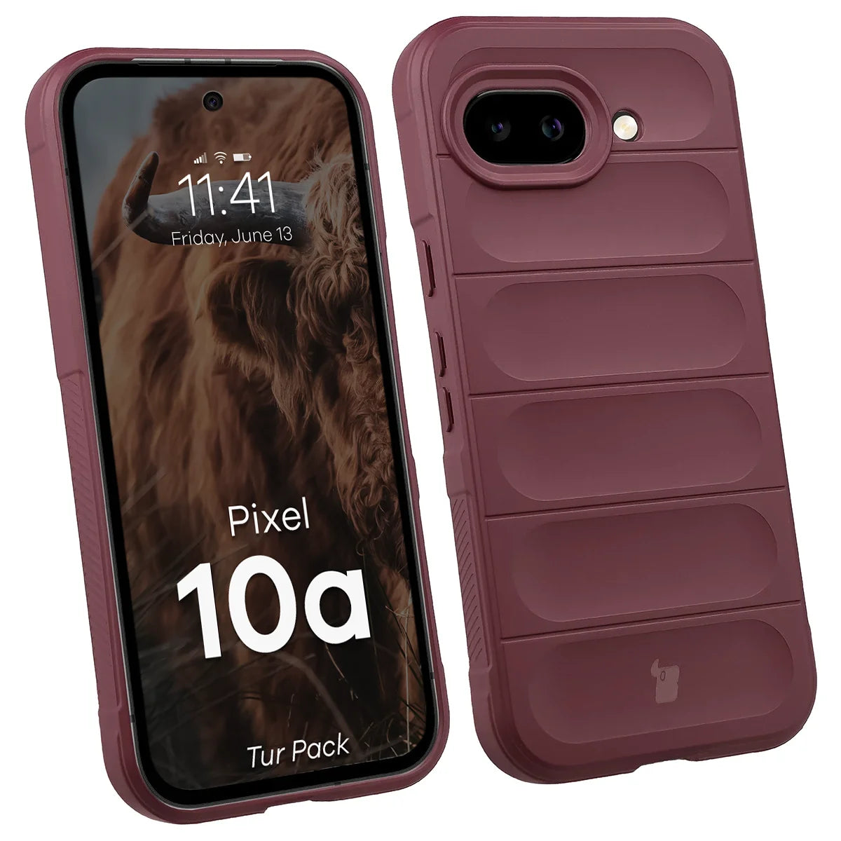 Robuste Handyhülle + gehärtetem Glas für Google Pixel 10a, Bizon Tur Pack, Burgunderrot